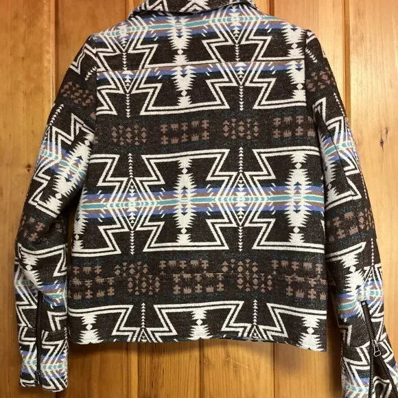 Dolce Vita Wool Aztec Southwestern Jacket Aztec Jacket Cropped Blazer Jacket - Picture 2 of 4